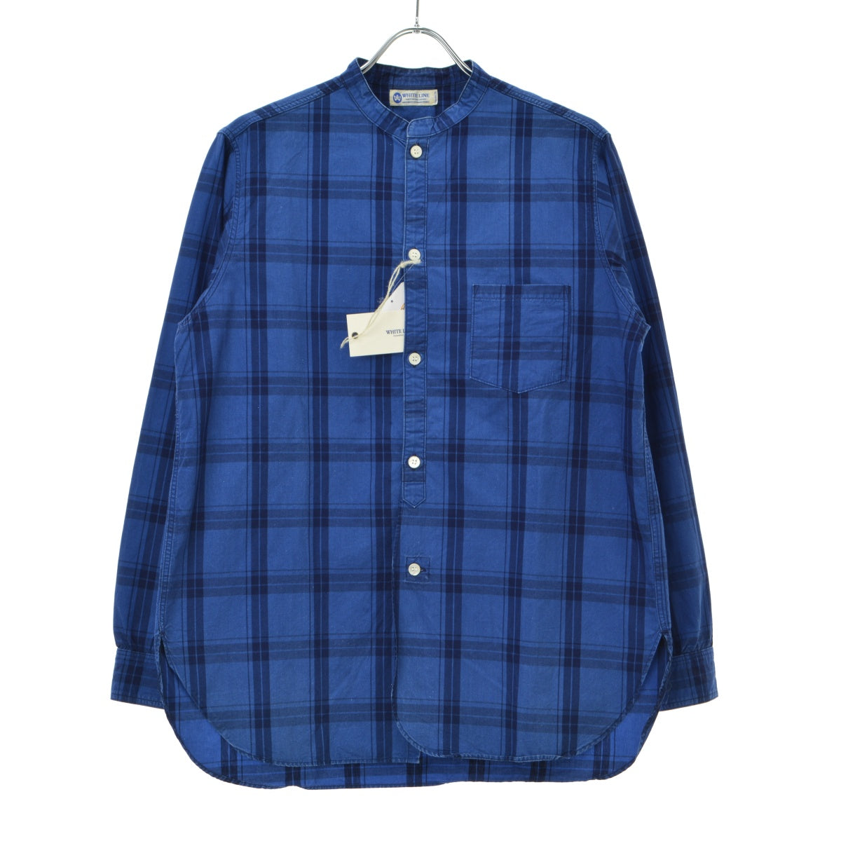 WHITE LINE WLS3005 indigo check バンドカラー インディゴチェック