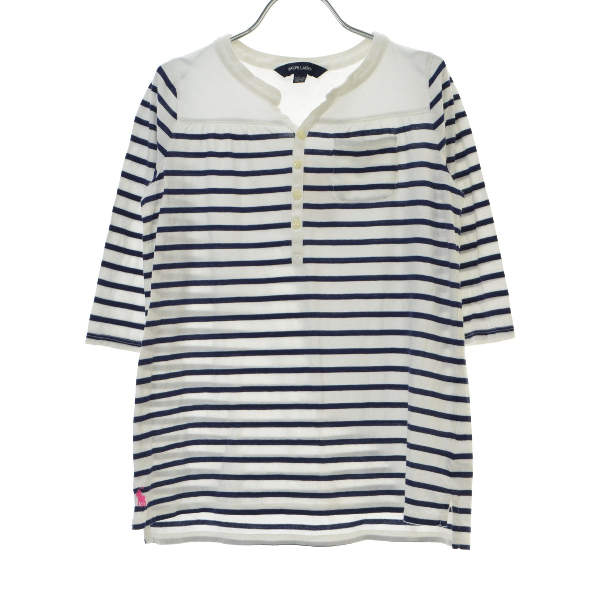 RALPH LAUREN 裾ポロ ボーダーヘンリーネック
