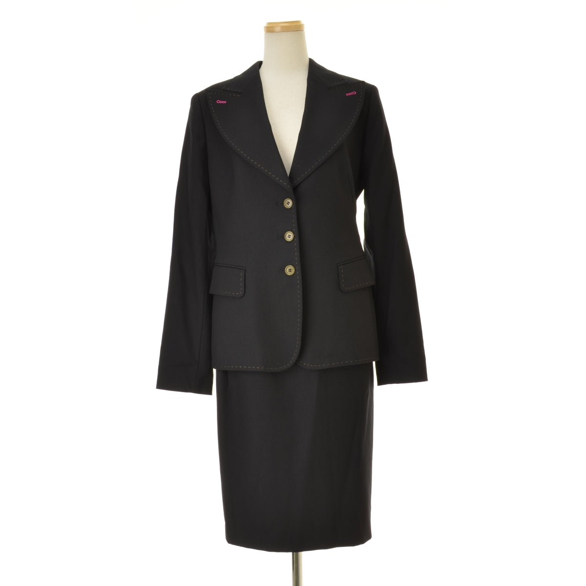 PAUL SMITH WOMEN ステッチデザイン 3釦ジャケット + スリットスカート