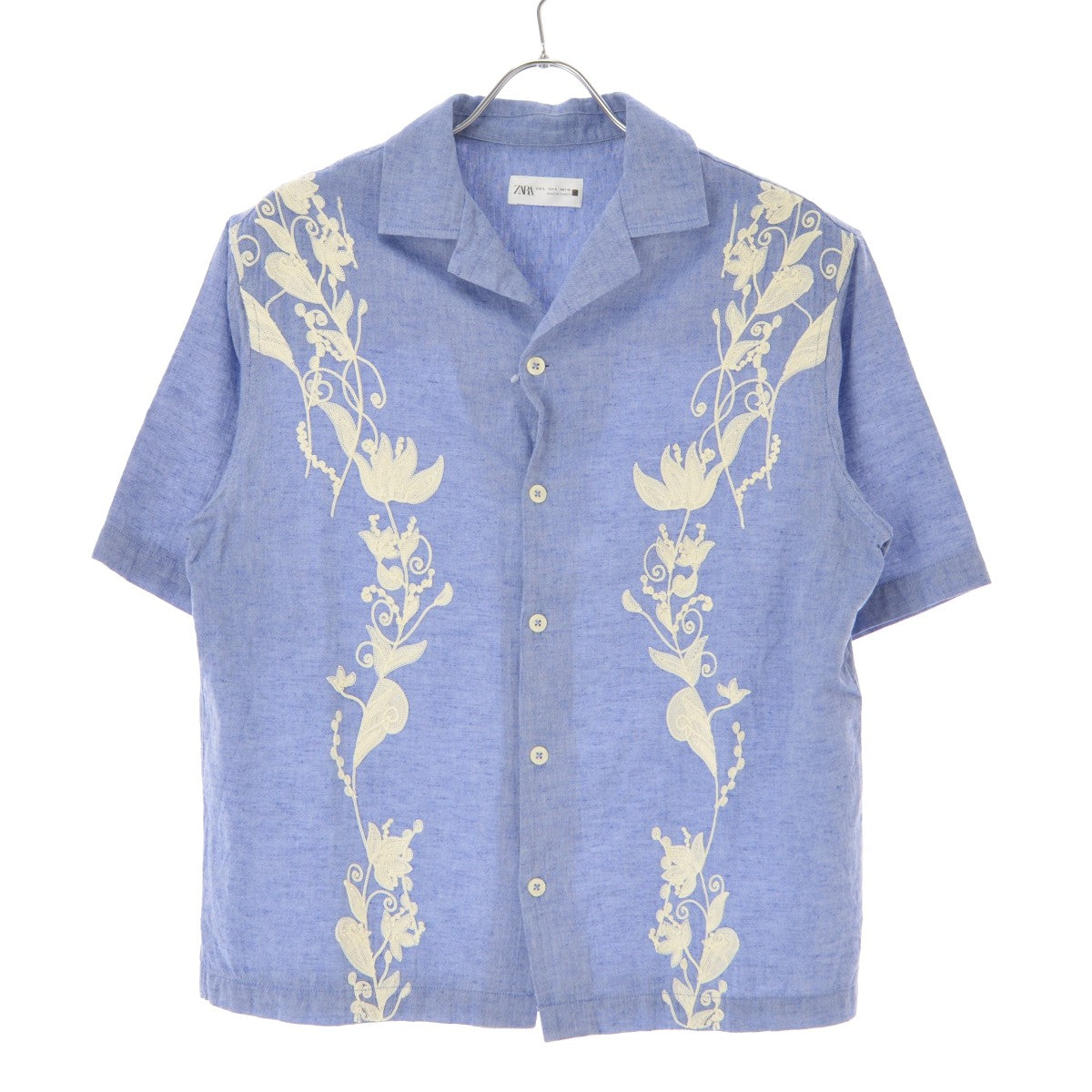 ZARA フラワーステッチオープンカラー