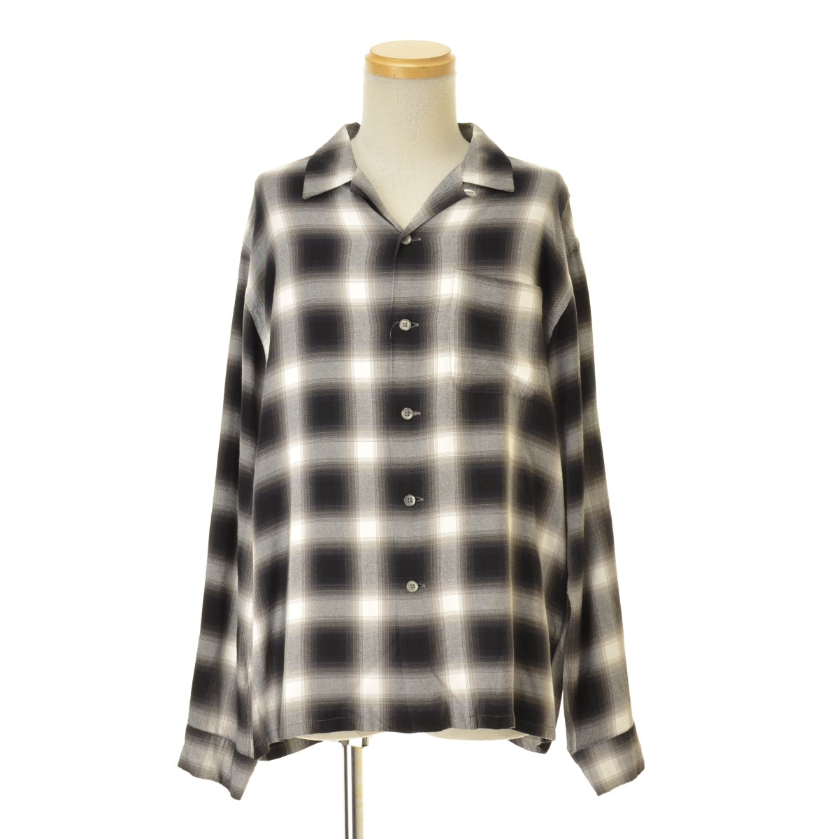 FRONT 11201 Open Collar Shirt Ombre Check Rayon Gabardine オンブレチェック オープンカラー