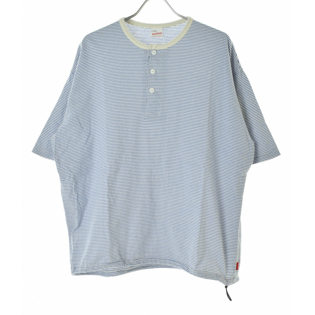 HEALTH KNIT ボーダー ヘンリーネック ワイド ドローコード