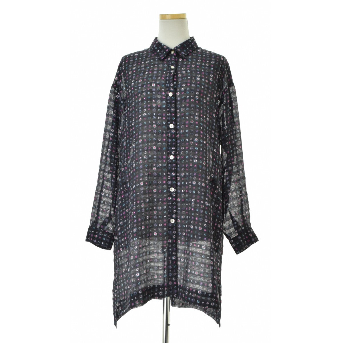 PINORE 8133-60116 総柄シアー ロングシャツ
