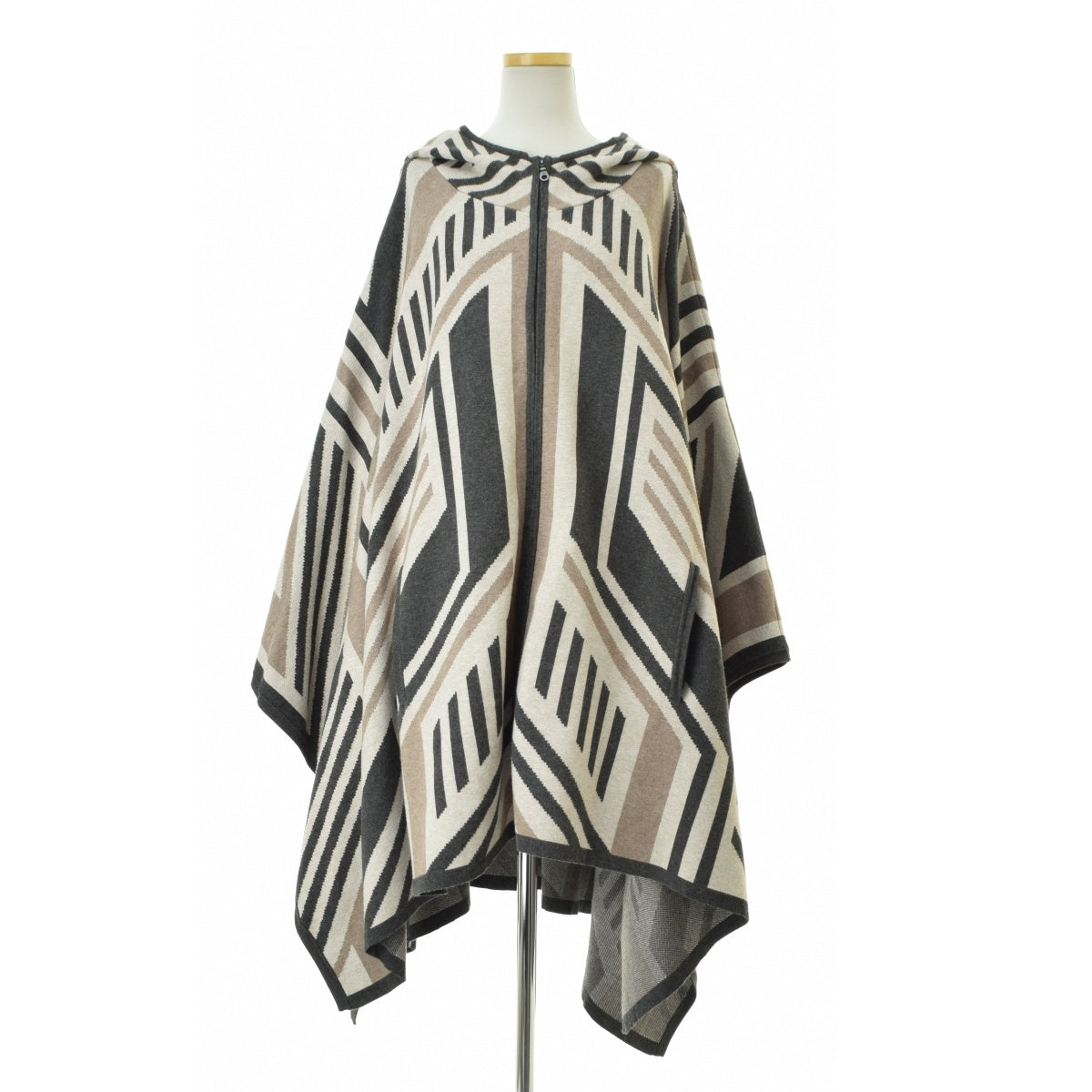 DOUBLE STANDARD CLOTHING 0209-420-193 フード付ジップアップ ネイティブ柄ニット