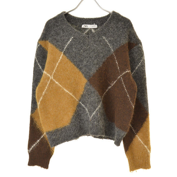 ZARA SOFT-TOUCH KNIT TOP アーガイル