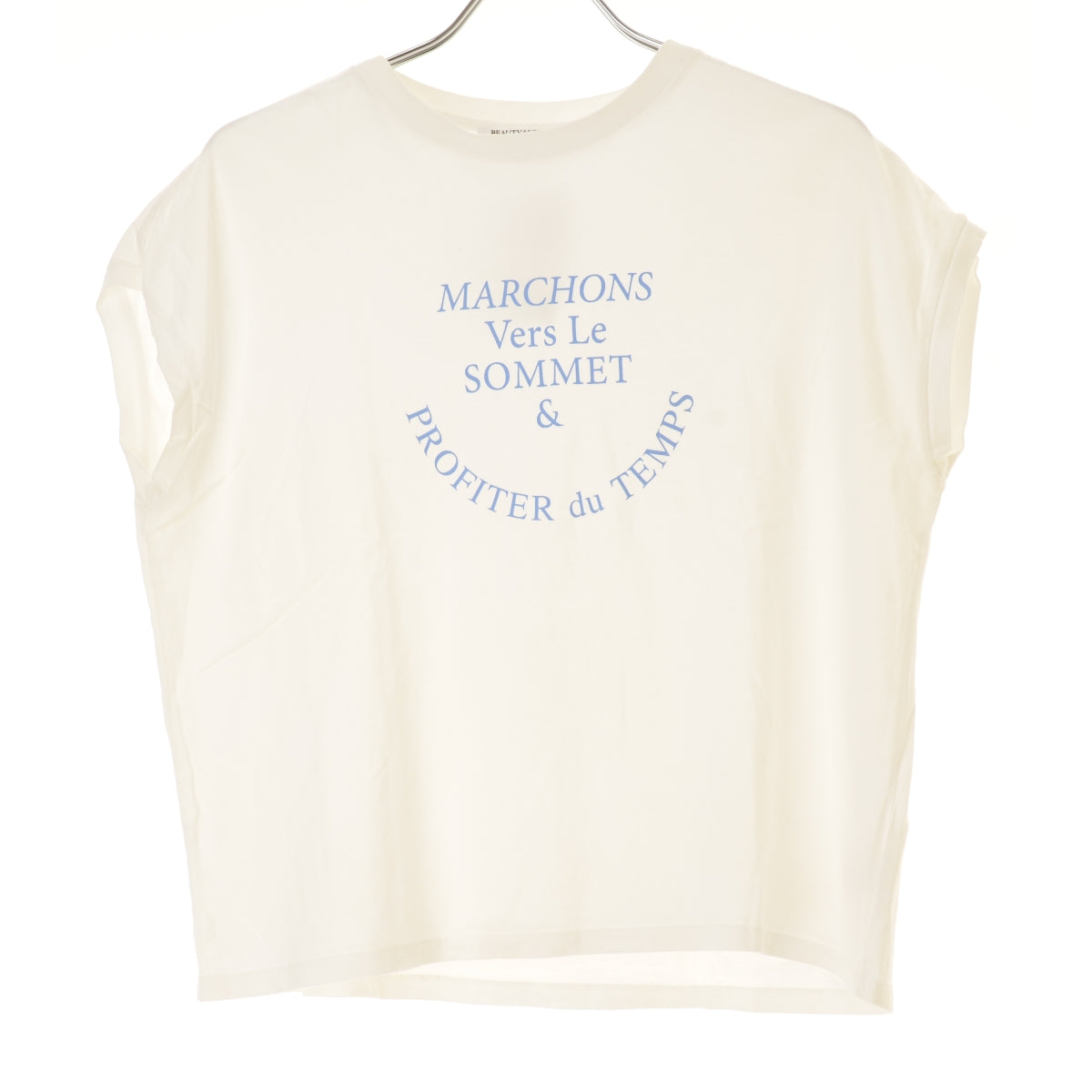 UNITED ARROWS BEAUTY & YOUTH コットン ロゴプリント フレンチスリーブ Tシャツ