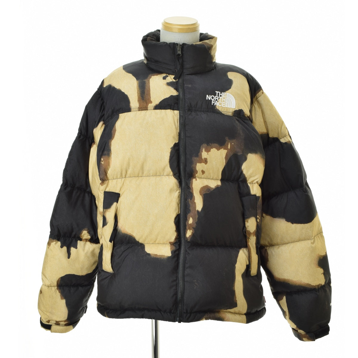 SUPREME 21AW ND52100I Bleached Denim Print Nuptse Jacket