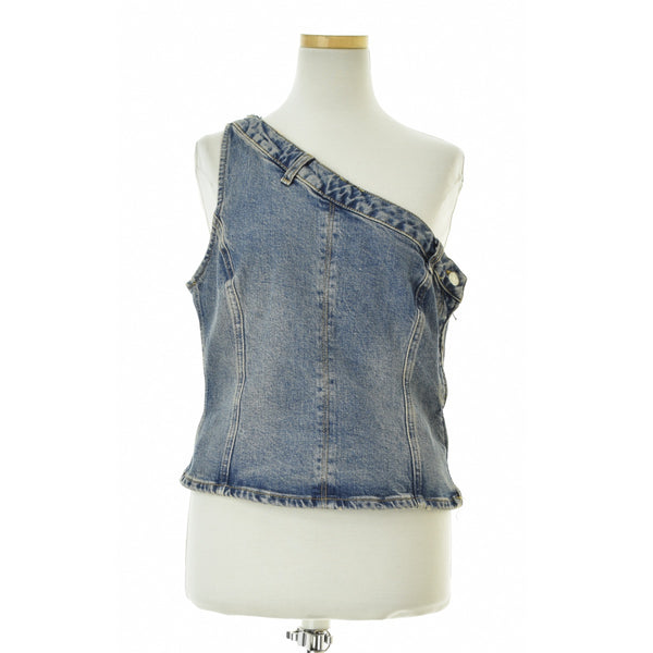 ZARA 9213/201/400 ASYMMETRIC DENIM TOP BLUE アシンメトリー デニム トップス